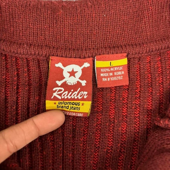 Y2K Raider infamous brand jeans 1/4 zip turtleneck sweater hip hop skater - Picture 3 of 6